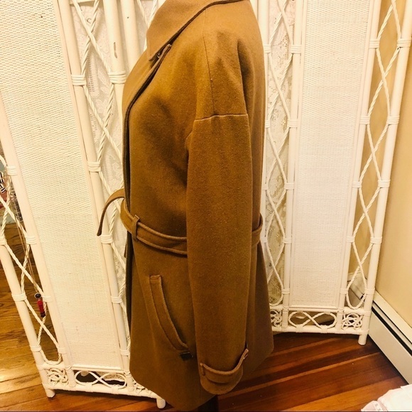 Vintage Wool Blend Trench Coat: Pecan Brown Belted Euro Style, Size Medium - Picture 4 of 16